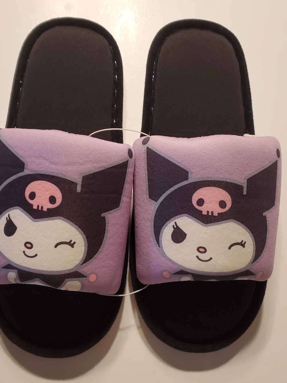 Cute Kuromi Character Slide Sandals - Lavender & Black Sanrio